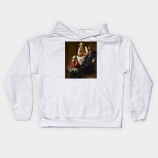 Christ in the House of Martha and Mary by Jan Vermeer Kids Hoodie